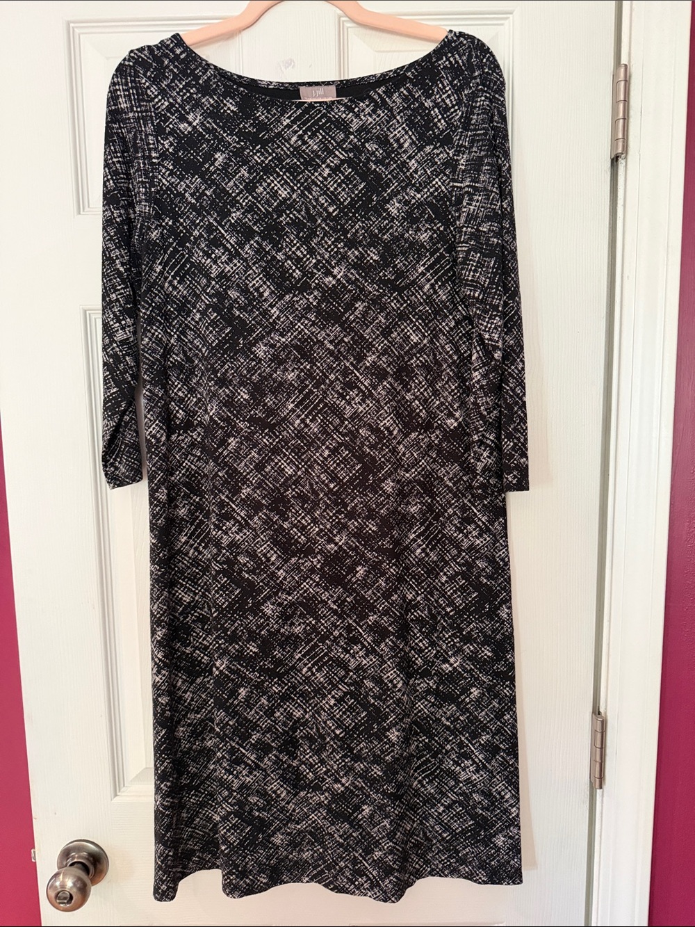 J. Jill Black & White Patterned Midi Dress